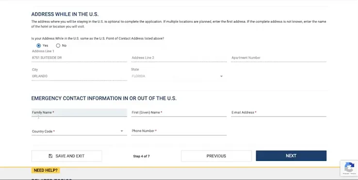 Que poner en ADRESS WHILE IN THE U.S cuando sacamos la visa ESTA WAIVER EN USA